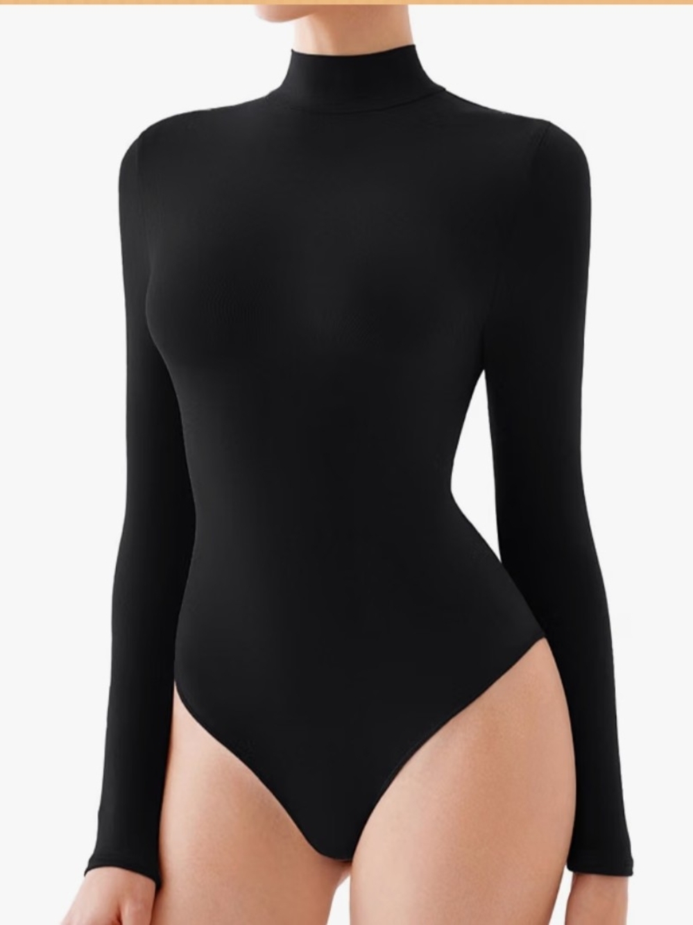 REORIA Black Long Sleeve Turtleneck Bodysuit XL